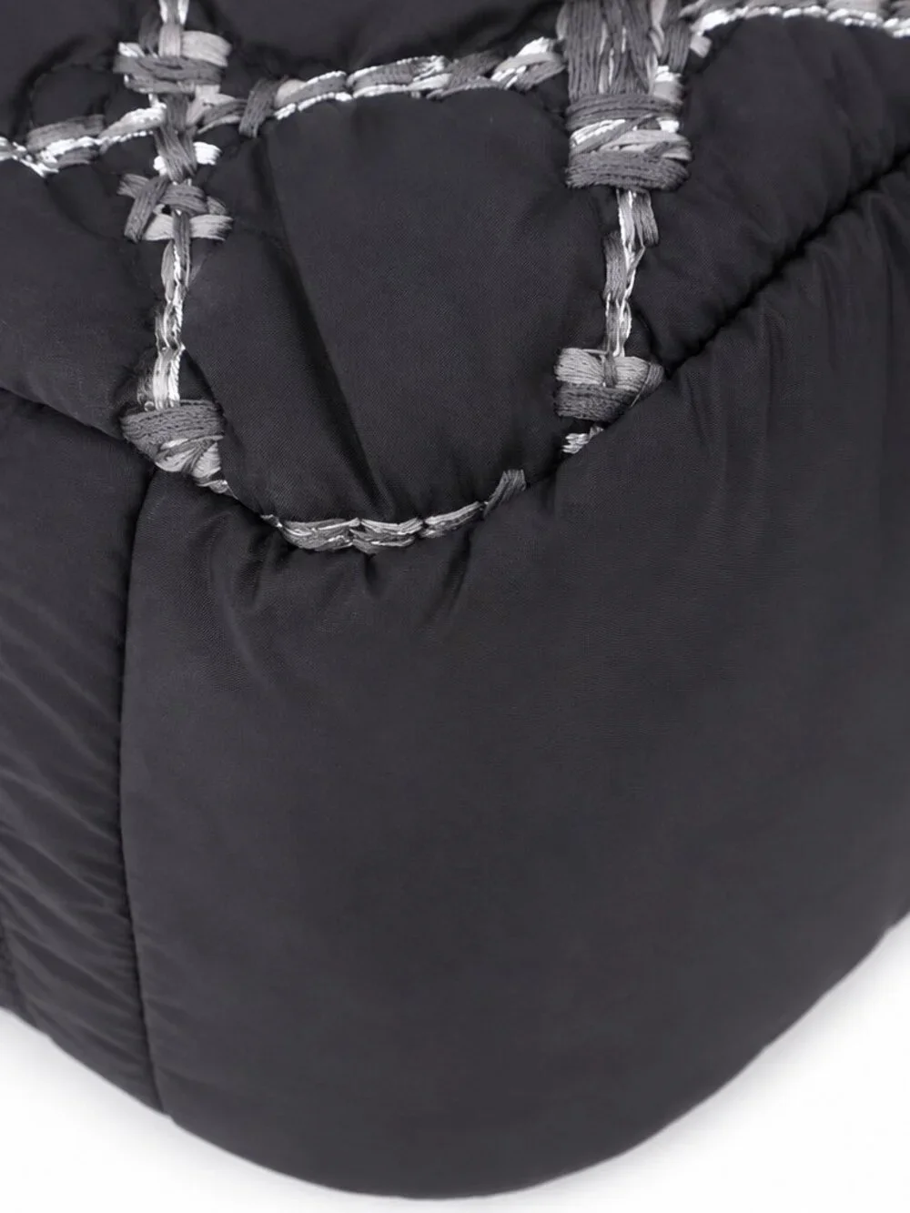 Chanel Tweed On Stitch Bubble Bowling Bag Black Nylon SHW Chain Shoulder Bag